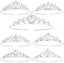 Crystal Tiara Crowns Princess Silver Rhinestone Headband Women Girls Elegant Hair Accessories Birthday Party Wedding Prom Holiday Shiney Headpieces