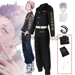 Cosplay Perucas Mitsuya Takashi Cosplay Anime Tokyo Revengers Cosplay Traje Peruca Uniforme Preto Tokyo Manji Gang Halloween Role Play Outfits X0901