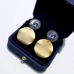 Dangle Earrings Zoca Custom 고대 동전 브러시 925 Silver Gold Plated Vintage Fine Jewelry 선물