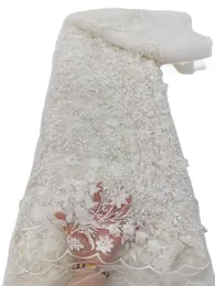 Weißer Tulle Lace Fabric Hochzeitskleid Stickerei Französisches Netz afrikanische Kleidung nähen 2023 Hochqualität 5 Yards Pailletten Braut Textilkleid mit Pailletten neuesten YQ-4111