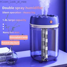 Humidifiers 1800ML Large Capacity Home Electric Air Humidifier USB Double Nozzle Ultrasonic Aroma Mist Maker Fogger with LED Light Diffuser Q230901