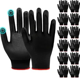 Work Gloves,12pairs, With Nitrile Coated Palms for Excellent Grip and Protection, As Well As Touch Screen Support. They Are Light Work Gloves for Men and Women. Black