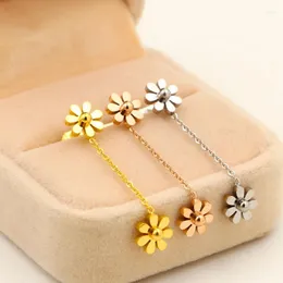 Studörhängen Yun Ruo Lovely Daisy Earring Woman Gold Silver Color Pure Stainless Steel Jewel Girl Gift Party Not Fade