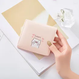 Plånböcker Kvinnors vikta myntväska Student Korean version Piggy Print Card Bag For Women