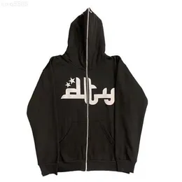 Halloween męskie blumie Y2K Full Zip Up Hood Up Men Men jesienne zimowe gotyckie dhinestones internetowy bluza Hip Hop Grunge szkieletowy kurtka 6K