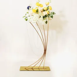 wedding decor chandelier stand holder tall gold metal flower vase stand wedding centerpieces with crystal beads