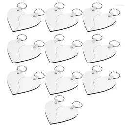 Keychains 10 Pcs Sublimation Heart Shaped Blank MDF Board Thermal Transfer Keyring Double-Side Printed Key Tags With Split Ring