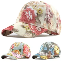 Ball Caps Fashion Women Women Floral Baseball Cap Регулируемые хлопчатобумажные шапки для летнего Uvpress Sport Golf 230831