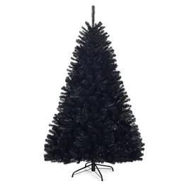 Árvore de Natal artificial de Halloween de 6 pés com dobradiças para decoração de férias preta