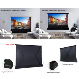 Motoriserad golv Rising Projection Screen för omgivande ljus avvisa Ultra Short Throw Laser 4K Projector Screen Pro 92 "