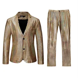 Abito da uomo con paillettes scozzesi in oro, abito da sposo, smoking da sposo, uomo, risvolto, ballo di fine anno, costume con pantaloni, Ternos da uomo 272x