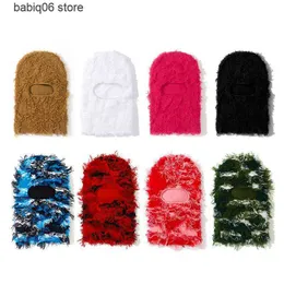 Czapki do czapki/czaszki Balaklava Zakłada na dzianina Maska narciarska Shiesty Mask Camoflage Balaclava Knit Fuzzy Balaklava Ski Balaclava T230731