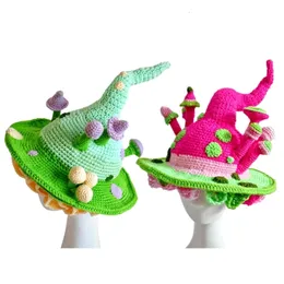 Beanie Skull Caps Halloween Knitted Fairy Hat with Mushroom Decor Wizard Men Women Party Headgear Cosplay Festivals Props 230831