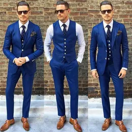 Костюм Homme Custom Made Royal Blue Men Suit Traje de Hombre Casual Slim Men Business Suits Куртка брюки Vest1237R