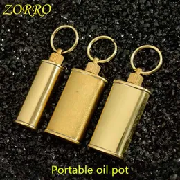 Zorro Portable Oil Pot Brass Kerosene Lighter 11ml Sealed Key Chain Nostalgic Storage Special Outdoor Smoking Accessories Gadget 6IWS