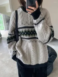 Kobiety swetry kobiety luźne fit dzianin pullover bajka grunge długie rękaw okrągła szyja vintage sweter moda moda moda mody mody zimowej zimowej ciepła kobieta