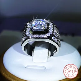 Bröllopsringar lyx 925 sterling silver män par aaa crystal zircon sten ring lysande engagemang engagera parti med 9 230831