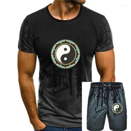 Erkeklerin izleri yin yang lotus t shirt üst Çin sembolü meditasyonu Zen manevi iyi olmak 50. 40. doğum günü tişört