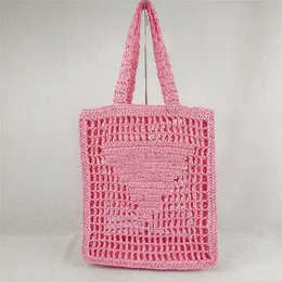 New Spring and Summer Same Paper Rope Straw Tote Style One Shoulder Portable INS Hollow Letter Woven Women's Bag 50% Off Outlet Store