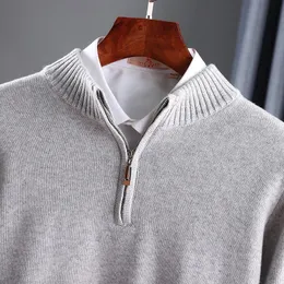 Mäns tröjor Pure Cashmere tröja Knit stor storlek Highend Top 100wool Half High Neck Thick Pullover Winter Youth Wild Warm 230831