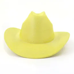 Cappello da cowboy occidentale in tinta unita color caramello Uomo Donna Autunno Primavera Chiesa Jazz Elegante berretto da cowgirl rosa Sombrero Cappello da sole da equitazione