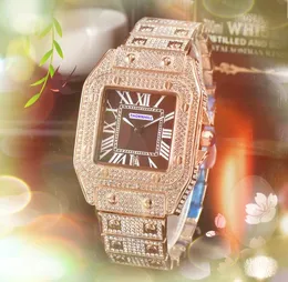 Luxury Square Roman Tank Dial Watches Women Men Diamonds Ring Case Clock Quartz Battery Super Business Automatic Date All Crime Wristwatch Ladies Elegant Gifts