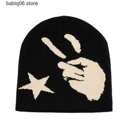 Beanie/Skull Caps moda jacquard stampato teschio beanie inverno caldo cappello da sci strada Aesthetic Beanie Harajuku cappello di lavoro a maglia Uomo Donna y2k Accessorio T230731