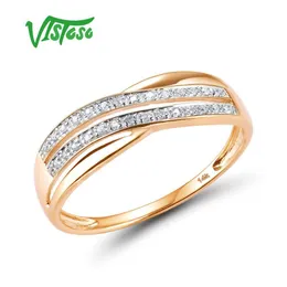 Wedding Rings VISTOSO Genuine 14K 585 Rose Gold Chic For Lady Sparkling Diamond Engagement Anniversary Simple Style Eternal Fine Jewelry 230831