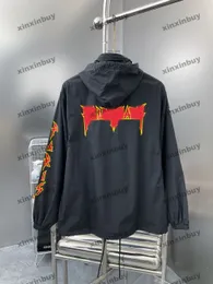 Xinxinbuy Men Designer Coat Jacket Windbreaker Lightning Flame Letter Print Leng Sleeve Women Black Khaki Gray S-2xl