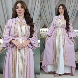 Roupas étnicas Luxo Médio Oriente Conjuntos Muçulmanos para Mulheres Árabe Dubai Kimono Abaya Festa Islâmica Jalabiya Turquia Vestidos Marroquino Kaftan Robe