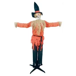 6 Standing Scarecrow with Moving Head Halloween Decoration