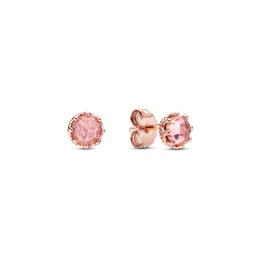 정통 Pando Ra Pink Sparkling Crown Stud Earring 925 Sterling Silve Fine Women Earring 호환 유럽 스타일 보석 288311c01 Earring