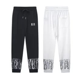 Designer sweatpants homens carta logotipo pé impressão crack calças qualidade superior moda puro preto branco algodão luxo tamanho M-2XL