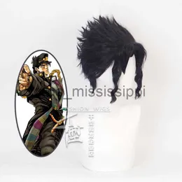 Parrucche Cosplay Anime Jojo'S Bizarre Adventure Kujo Jotaro Parrucca Cosplay Capelli blu Resistente al calore Sintetico Accessori per feste di Halloween x0901