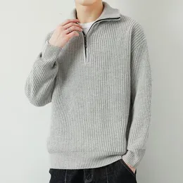 Men's Sweaters 2023 High Quality Knitted Pullovers Cotton Autumn Winter HalfHeight Zipper Fit Type Sweater Knitwear D76 230831