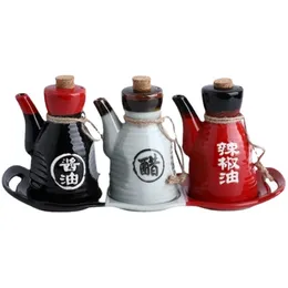 Ört Spice Tools Soy Sauce Bottle Vinegar Cruet Ceramic Japanese Vinegar Cruet Porcelain Oil Bottle Ceramic Vinegar Bottle Season Dispenser 230831