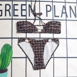 Moda marka seksowna damska logo bikini druk złota klamra stroju kąpielowa v szyja stroje kąpielowe plaż