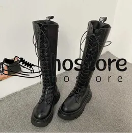 أحذية منصة Black Boots Over Women the Knee Womens Boot Leather Shoe Shoids Simples Size 35-40 08833 S Lear358 S Lear