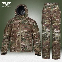 Men's Tracksuits Military Thick Warm Sets Men Outdoor Camouflage Waterproof Hooded ParkasWear-resistant Cargo Pants 2 Pcs Suits Tactical Set 230831