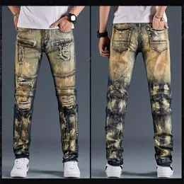 Mens Jeans MenS Pants Locomotive Fashion Denim Trousers Biker High Quality Male Straight Casual Designer Ripped Comfortable Advanc243y