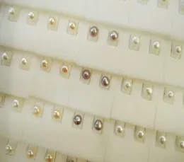 100 Paren veel Mode-sieraden Parel Oorbellen Zoetwaterparel kralen Oorbel 56 MM wit roze paars9058457