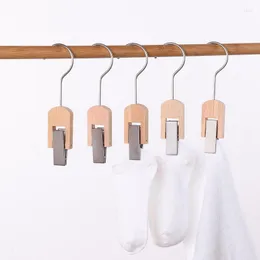 Hangers 100pcs Wooden Laundry Hanging Hooks With Clips Portable Wood Drying Clip For Tie Bras Socks Towels Underwear