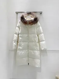 Monclairer Marrionnier Chaqueta larga de invierno para mujer, chaqueta acolchada con Cuello de piel y capucha, chaqueta con insignia en el brazo, abrigo cálido, talla 0-3