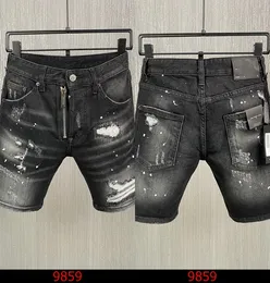 Tasarımcı Klasik Moda Adam Şort Kot Hip Hop Rock Moto Mens Rahat Tasarım Yırtılmış Kot Saksız Sıska Denim Biker D9859-10