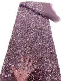 TUL Dantel Kumaş Afrika Dikiş Pullu Gelin Gelin Fransız Net Ziyafet Partisi Elbise 2023 Yüksek Kalite 5 Metard Tekstil Akşam Boncuklu Kadın Giyim YQ-4108