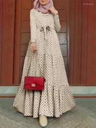 Etniska kläder 5xl kvinnors vintage klänning femme mantel maxi mulsim dubai kalkon hijab abaya sundress polka dot tryckt islamisk ramadan