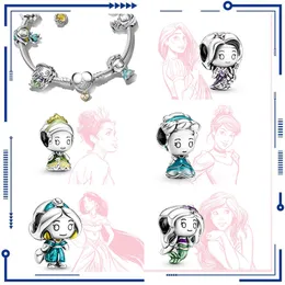 S925 Sterling Silver Charm Mermaid Ariel Princess Charm Pearl Original Pandora Charm Armband Women's Fashion Jewelry Gratis frakt