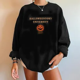 Women's Hoodies Women Halloween Skeleton Skull Pumpkin Print Hood Sweatshirt Pullover Round Neck Long Sleeve Loose Tops Streetwear