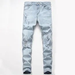 Männer Jeans Mode Persönlichkeit Zerrissene Slim Fit Reißverschluss Stretch Denim Hosen Herren Super Skinny Vaqueros Hombre197g