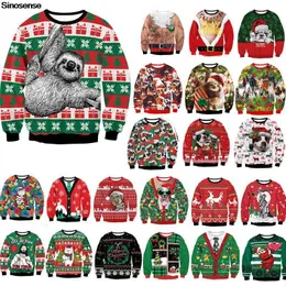 Männer Pullover Männer Frauen Herbst Winter Hässliche Weihnachten Pullover Urlaub Party Jumper Tops 3D Baum Geschenk Faultier Gedruckt Weihnachten Sweatshirt 230831